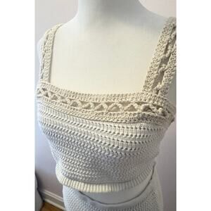 HOUSE OF HARLOW 1960 Two-Piece Crochet Knit Skirt + Crop Top SET Size S